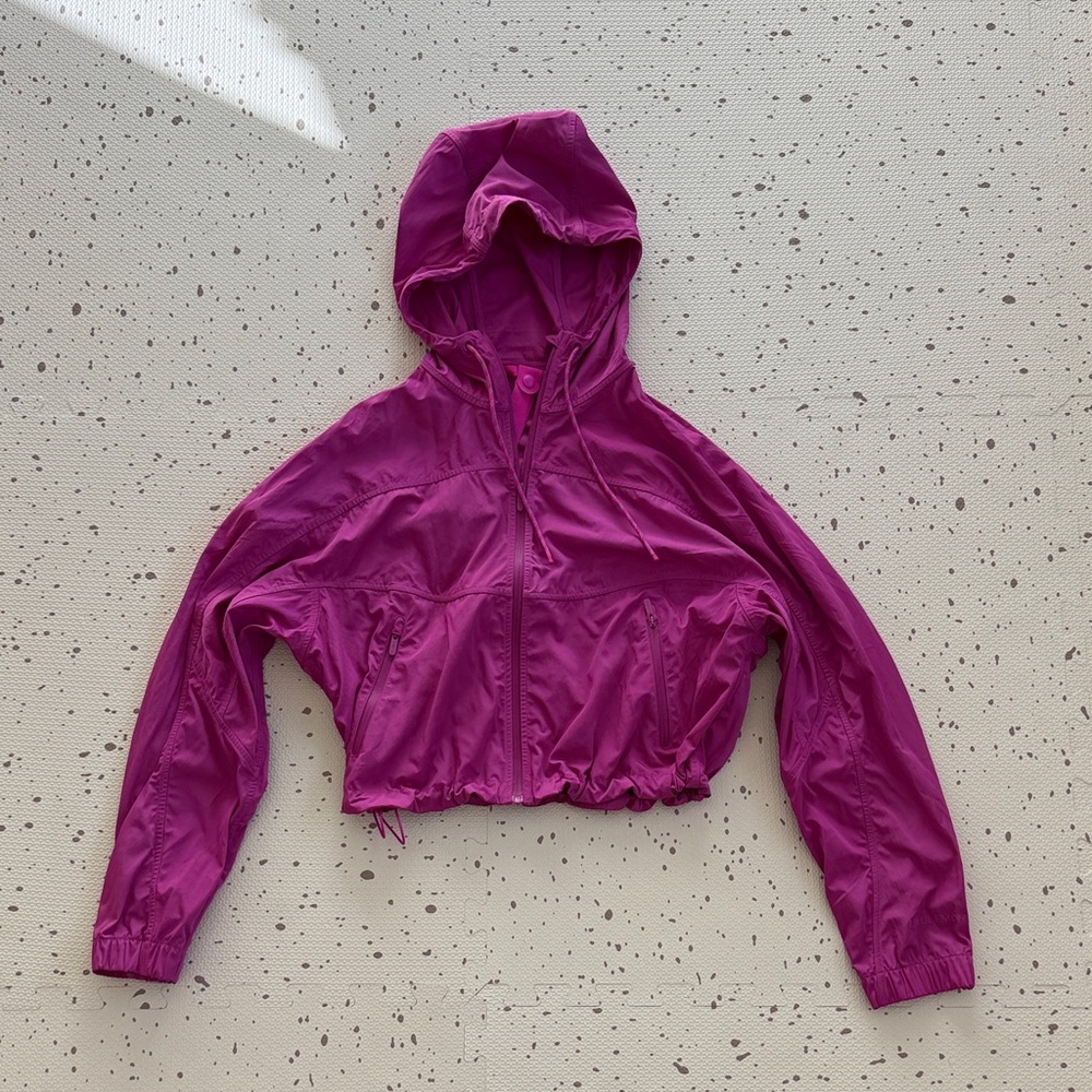 💘 LULULEMON - MAGENTA CROPPED CINCH WAIST WINDBREAKER BOMBER JACKET